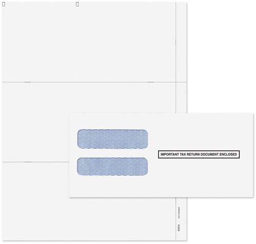 W-2 Laser 3-up Blank with 1/2" perf w/env. (Quicken & Quickbook Compatible)