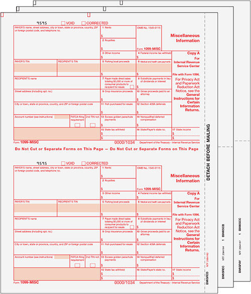 1099 MISC Laser Set 3-part (Peachtree & Quickbooks Compatible)