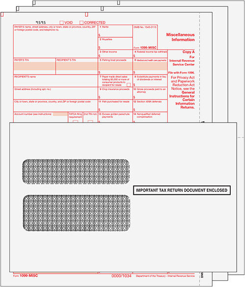 1099 MISC Laser Set 3-part w/env. (Peachtree & Quickbooks Compatible)