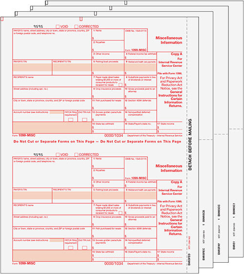 1099 MISC Laser Packaged Set 4-part (Peachtree & Quickbooks Compatible)