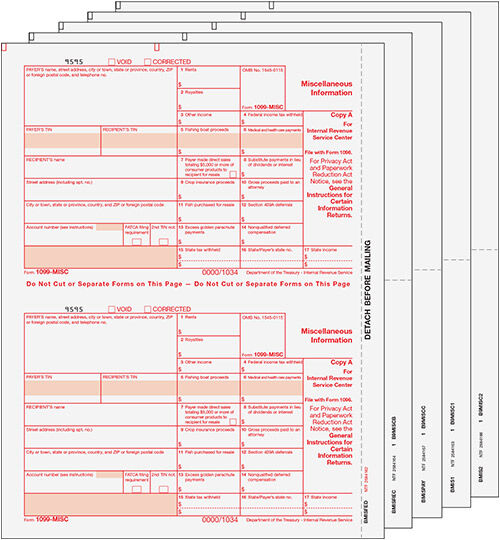 1099 MISC Laser Set 5-part (Peachtree & Quickbooks Compatible)